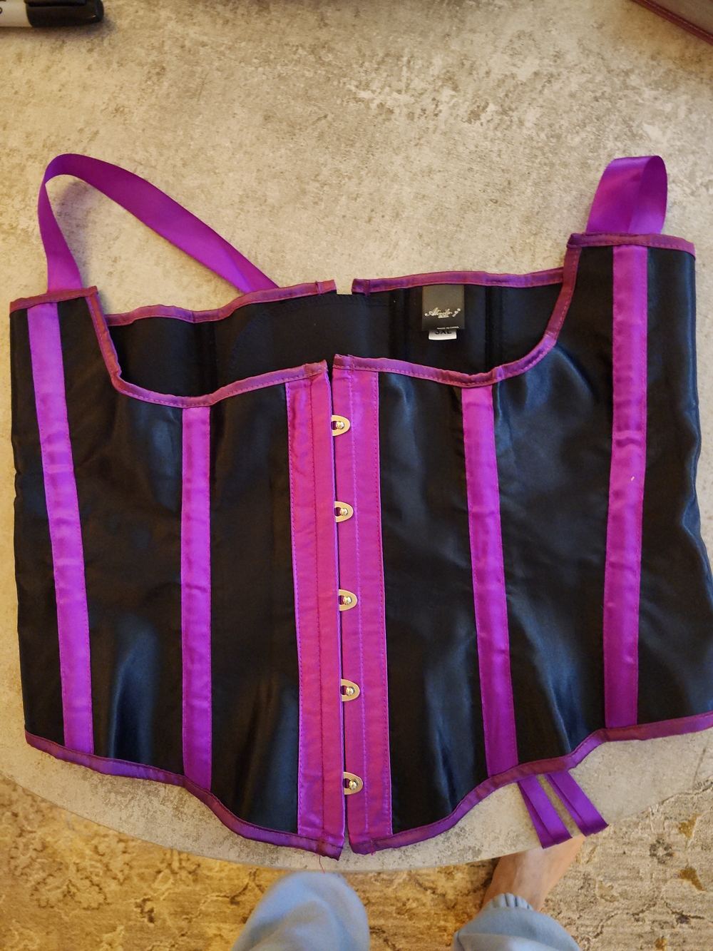 Alivila.Yfadion  Black and Purple Satin Corset Top - Waist Trainer Size 3X